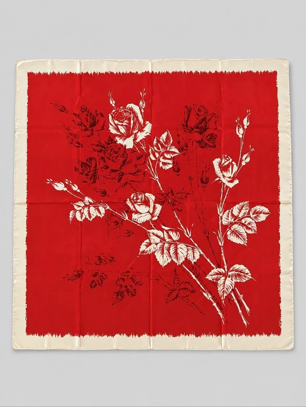 Vintage Estate Silk Rose Mantilla Scarf